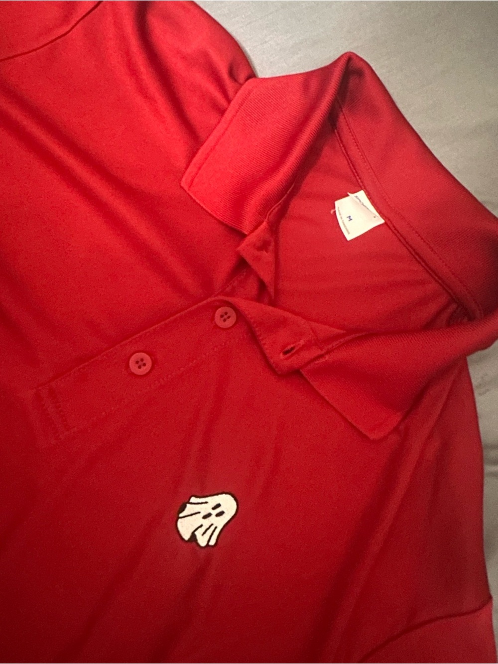 Sport-Tek Men's M Red Short Sleeve Polo Shirt ghost halloween Lightweight Golf